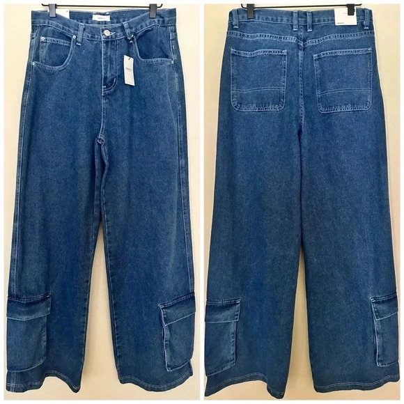 Forever 21 Wide Leg Cargo Jeans - NWT - Picture 1 of 5